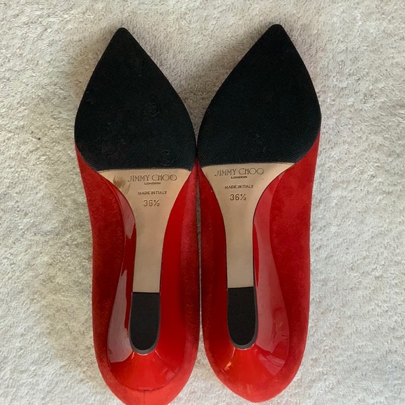 Jimmy Choo Red Suede Flats with a Pointed Toe (EU 36.5 /US 6.5) - Picture 6 of 6